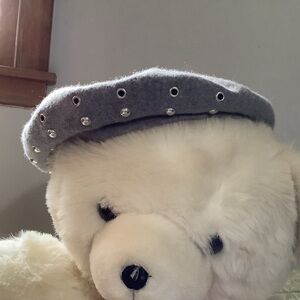 Kangol Vintage Gray Wool Grommet Accented Beret